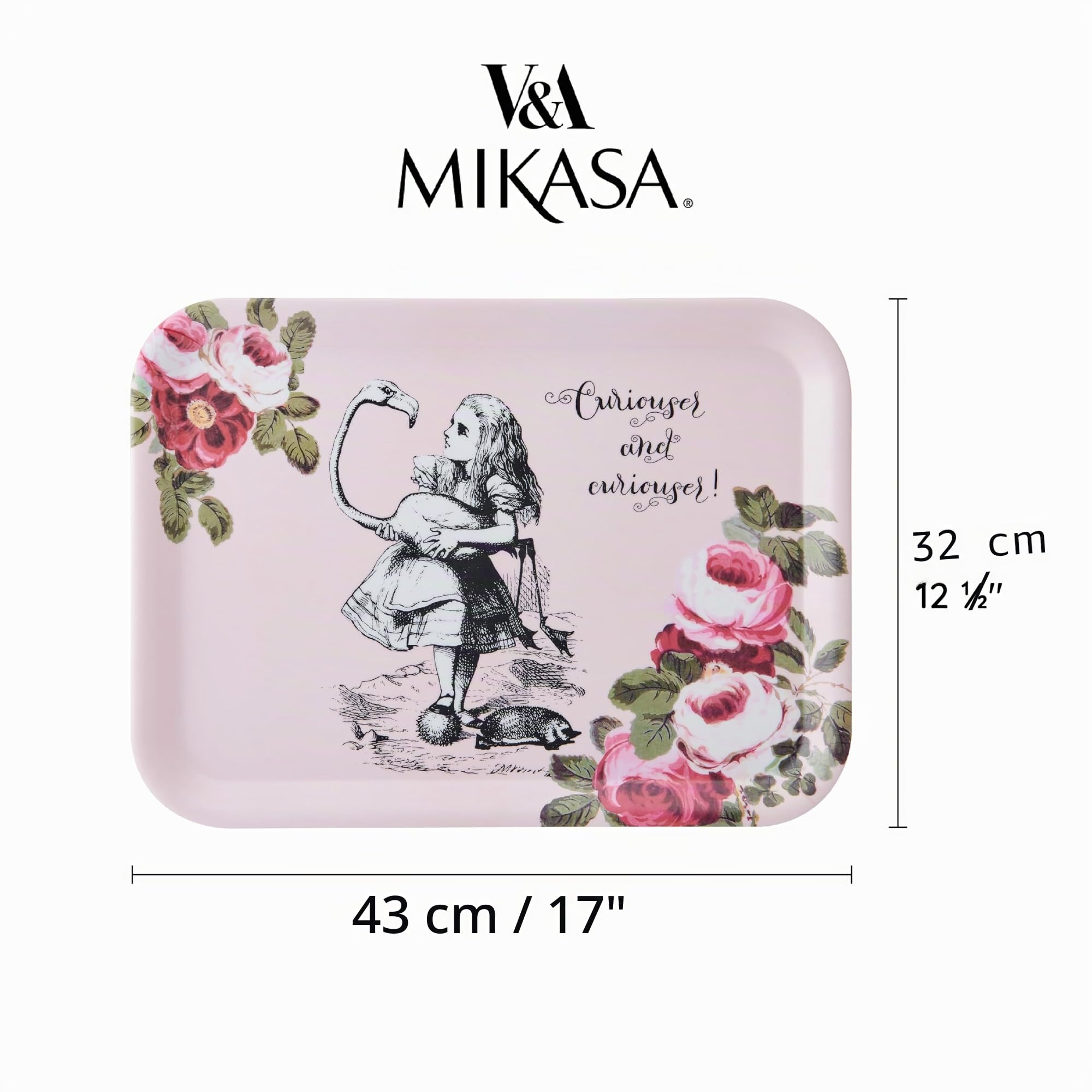 Mikasa et le V et à Plateau de Service, Large Plateau en Mélamine pour les Boissons et le Thé de l'Après-Midi, Collection Alice au Pays des Merveilles, 43 cm X 32 cm, Impeccable pour Offrir