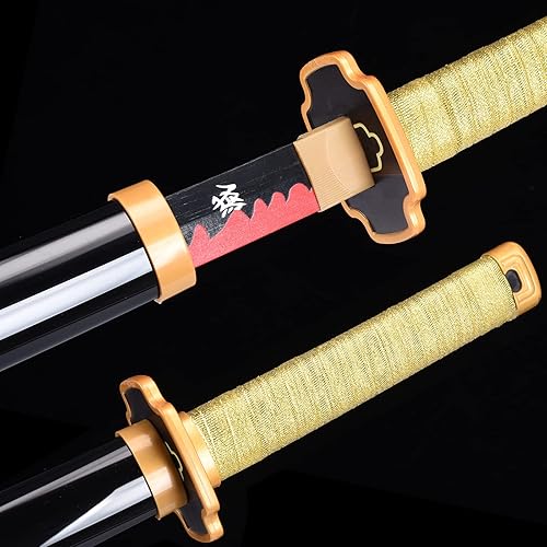 Vista 14 de ziqing Espada para cosplay de Demon Slayer hecha a mano, Katana de 31 pulgadas con múltiples estilos para elegir Tanjiro Kagura-31 pulgadas