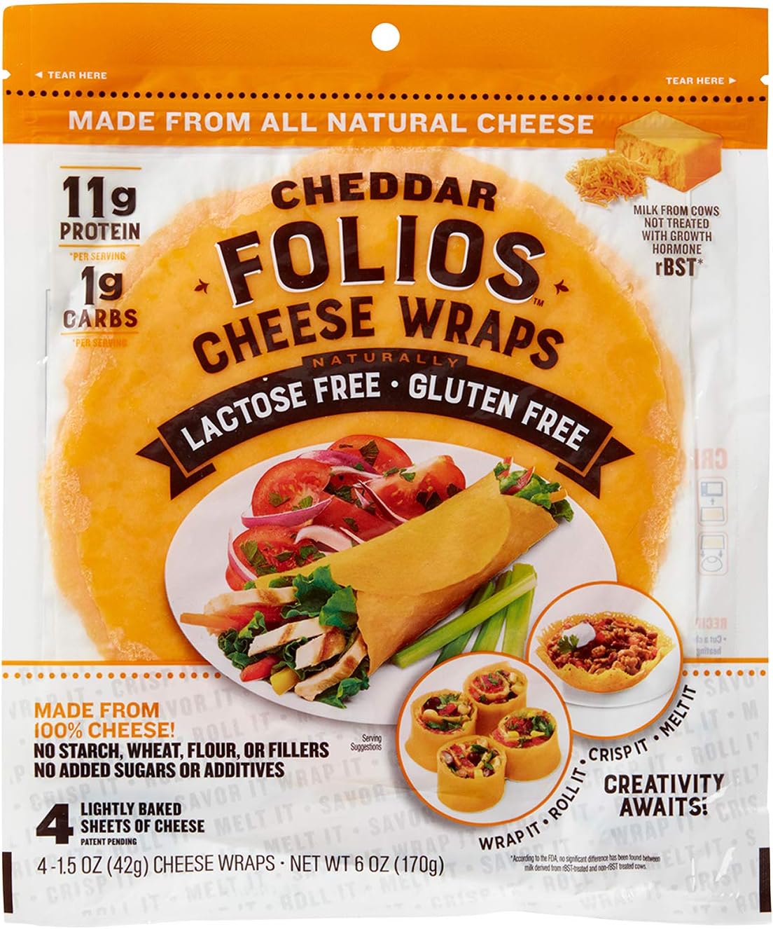 Folios All Natural 100% Cheddar Cheese Wraps