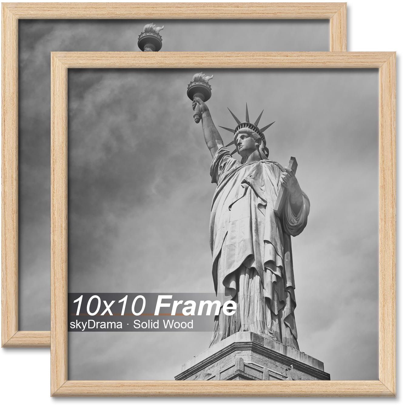 Photo 1 of skyDrama Natural Solid Wood 10x10 Picture Frame, Display 10 x 10 Inch Picture Poster Photo, Vertical & Horizontal Wall Hanging - 2 Pack/Natural/10 x10