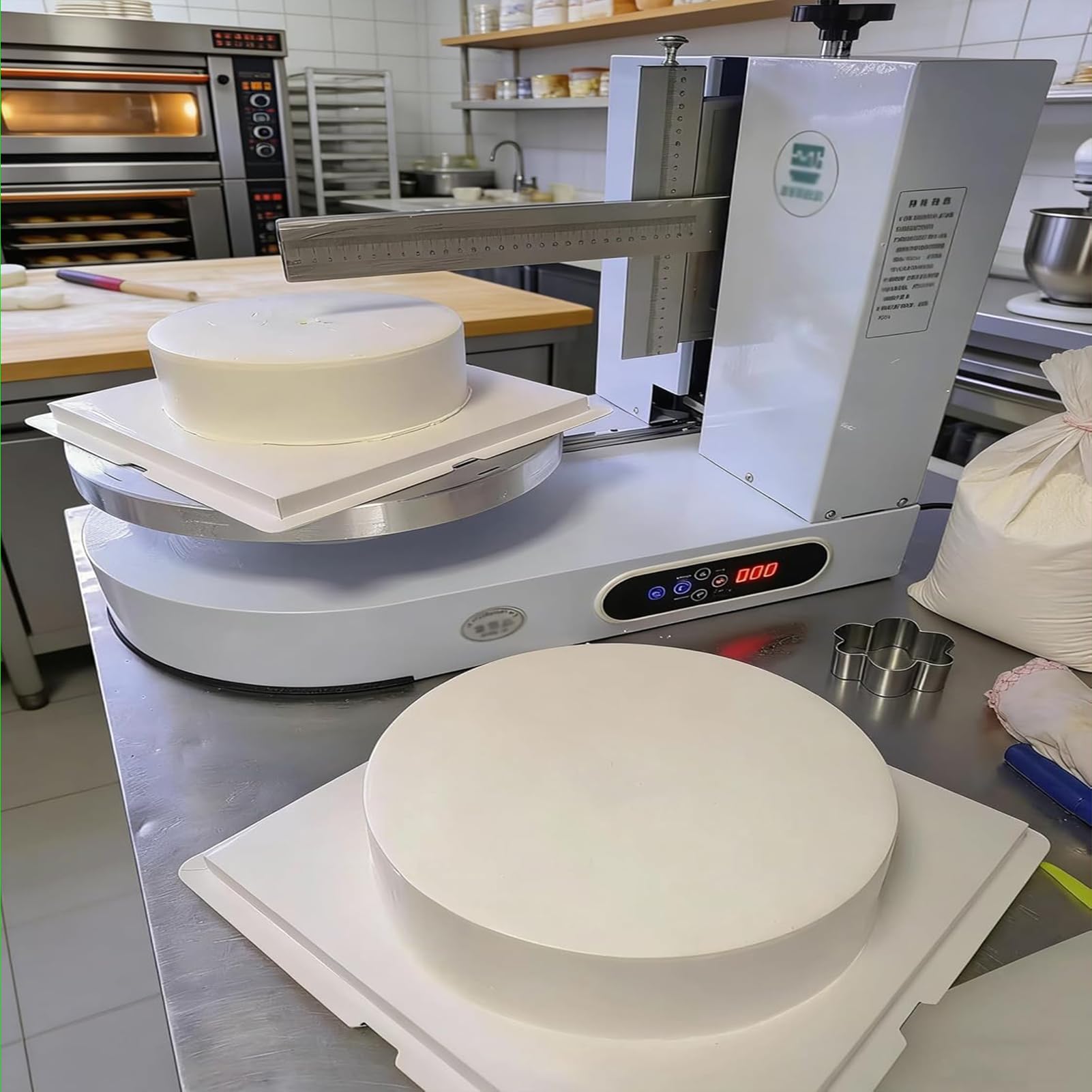Máquina automático para esparcir Crema para Pasteles de 4 a 12 Pulgadas Ideal para Pastel de cumpleaños Pan Crema y Mermelada para Decorar Pasteles con Pantalla LCD,002