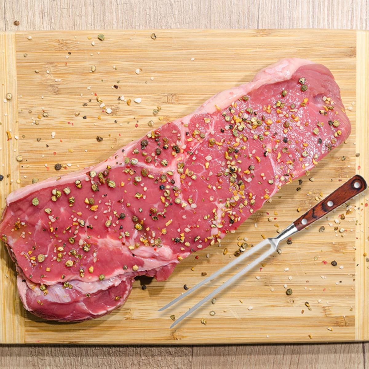 Kichvoe Set di Coltello e Forchetta per Barbecue in Acciaio Inox Riutilizzabile Colore Caffè, Confezionato in Scatola, per Barbecue All'aperto e Grigliate