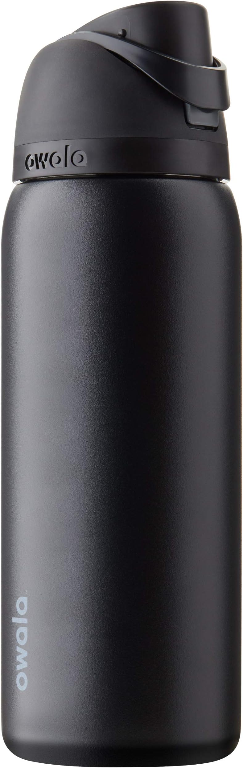 FreeSip Insulated Stainless Steel Water Bottle with Push Button and Built-in Straw, 940 ml, Very, Very Dark
