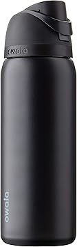 Owala FreeSip Insulated Stainless Steel Water Bottle with Push Button and Built-in Straw, 940 ml, Very, Very Dark