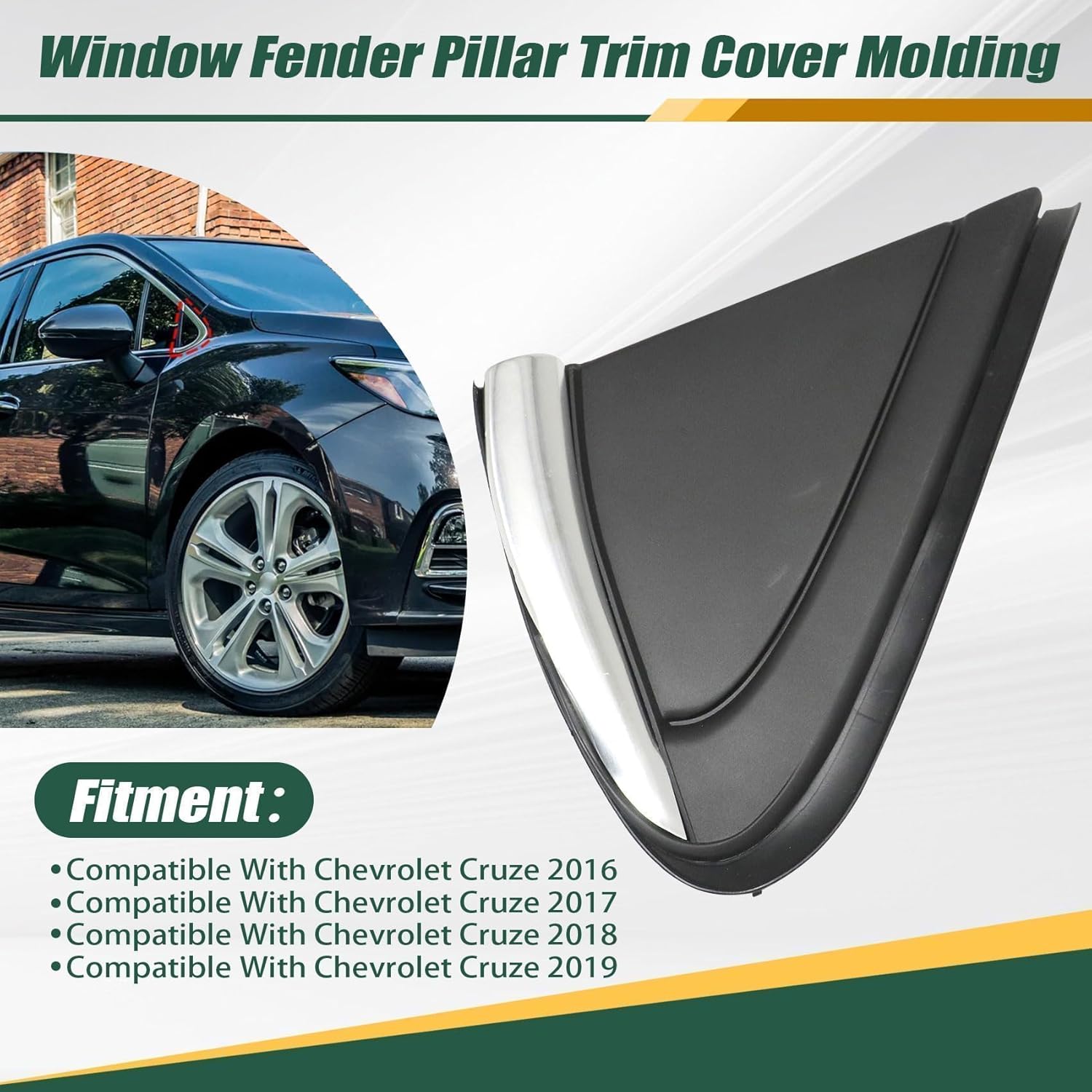 Priprilod Front Right Door Mirror Corner Mudguard Triangle Cover Compatible with Chevrolet Cruze 2016 2017 2018 2019# 84106816