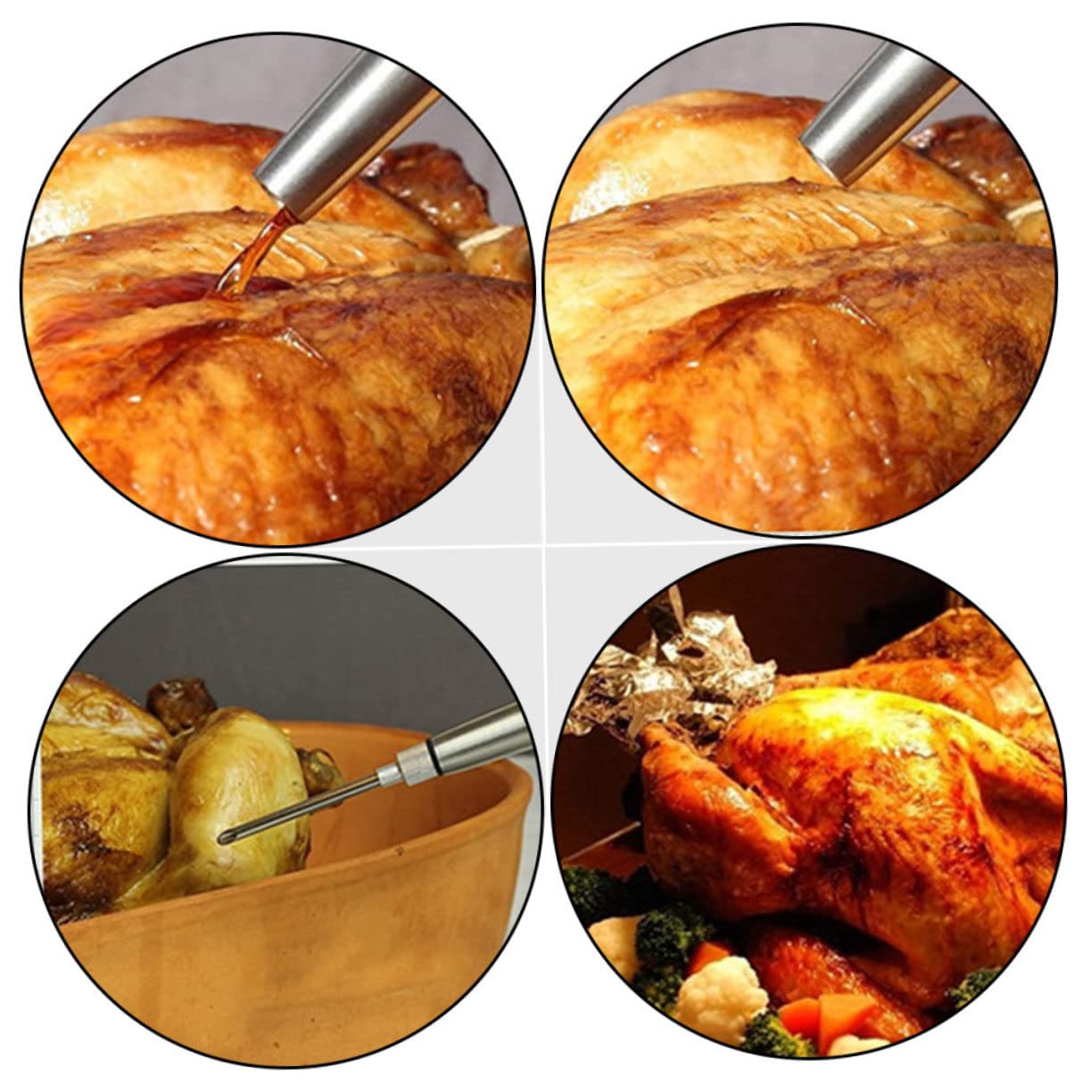 OKUMEYR 4pcs Turkey Grill Sauce Injector Barbecue Turkey Injector Silicone Sauce for Meat Tenderizer Dishwasher Safe