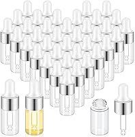 Vista 23 de 100 mini botellas de vidrio con gotero de aceite a granel, botellas vacías pequeñas esenciales transparentes, recipientes de muestra, frascos