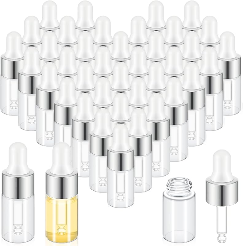 Didaey 200 frascos conta-gotas de vidro, 3 mL, Classic Silver