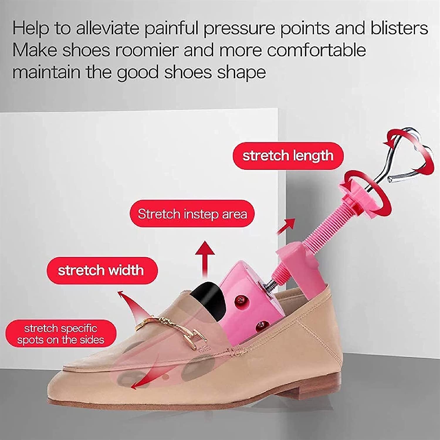 1 par de camillas Zapatillas Zapato Árbol de Zapato Expansor para Damas Empresadores de Longitud Ajustable Expansor para Estirar la Altura de la Longitud para los pies Anchos