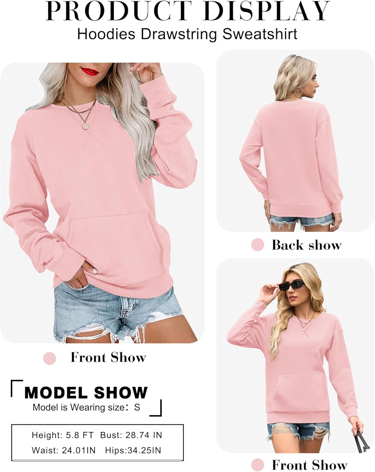 AUSELILY Women’s Crewneck Hoodless Sweatshirt Oversized Long Sleeve Pullover Tops with Pockets 2025 New X Decoration - Image 6