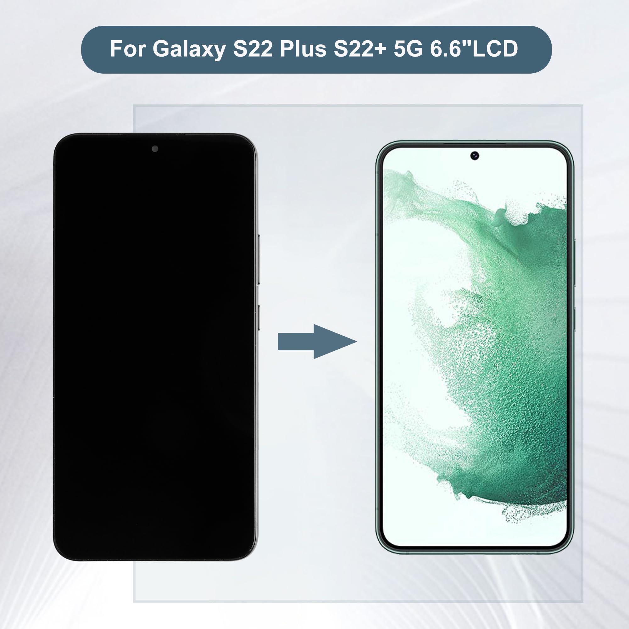 Samsung Galaxy S22 Plus 5G LCD kjelző, érntővel, kerettel, fekete