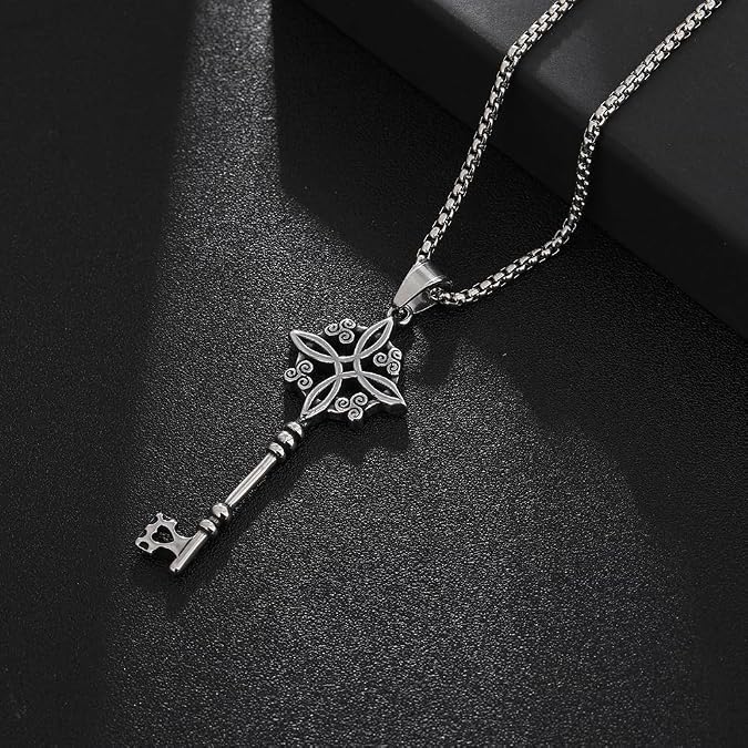 NIGHTCRUZ Witch Knot Key Necklace, Witchy Magic Knot Pendant, Celtic Jewelry for Women