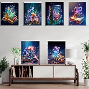 Leatrice 6PCS Diamond Art Kits for Adults Round Diamond Painting Dot Gem Art Painting Kit for Adults Beginners Women Suitable for Home Wall Art Decor 11.8x15.7 Inches Jellyfish