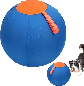 Dog Ball, Herding Ball For Dogs 18inch PVC Dog Ball Zippered Herding Ball With Handle Strap & Polyester Cover Scratch Resistant Interactive Dog Ball For Training, For Medium & Large Dogs