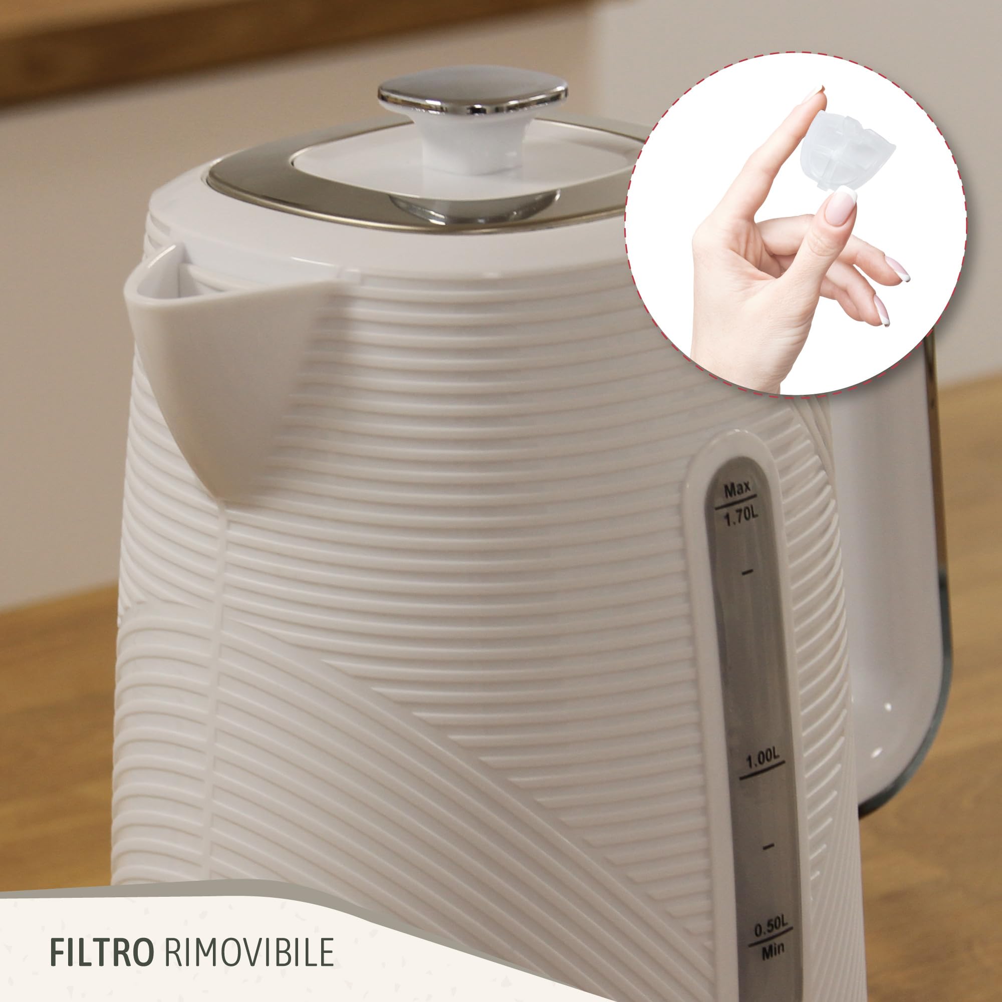 briebe Elegance Tostapane a Fessura Larga a 2 Fette, 7 Livelli di Tostatura, Pinze + Bollitore Elettrico 1,7L Cordless, Ebollizione Rapida 2200 W, senza BPA, Set Colazione, Design Moderno Bianco