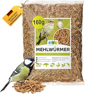 Dried Mealworms 1 Litre 160g Insect Snack for Birds, Fish, Turtles, Hedgehogs, Rodents and Reptiles, Bird Feed Wild Birds All Year Round Squirrel Feed, Hedgehog Food product image