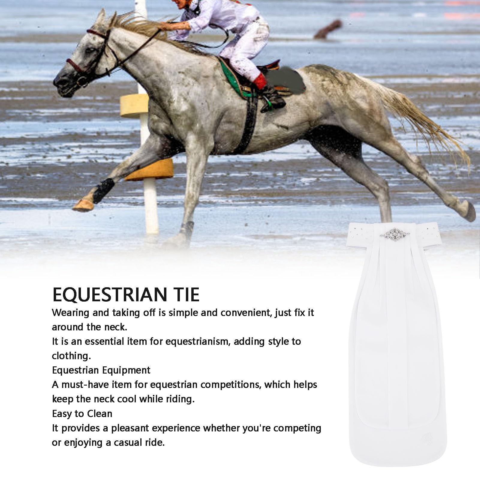 Asixxsix Corbata de equitacion, Equipamiento clasico de equitacion Corbata de cuello de equit acion versatil con tejido comodo para adultos, para competiciones formales
