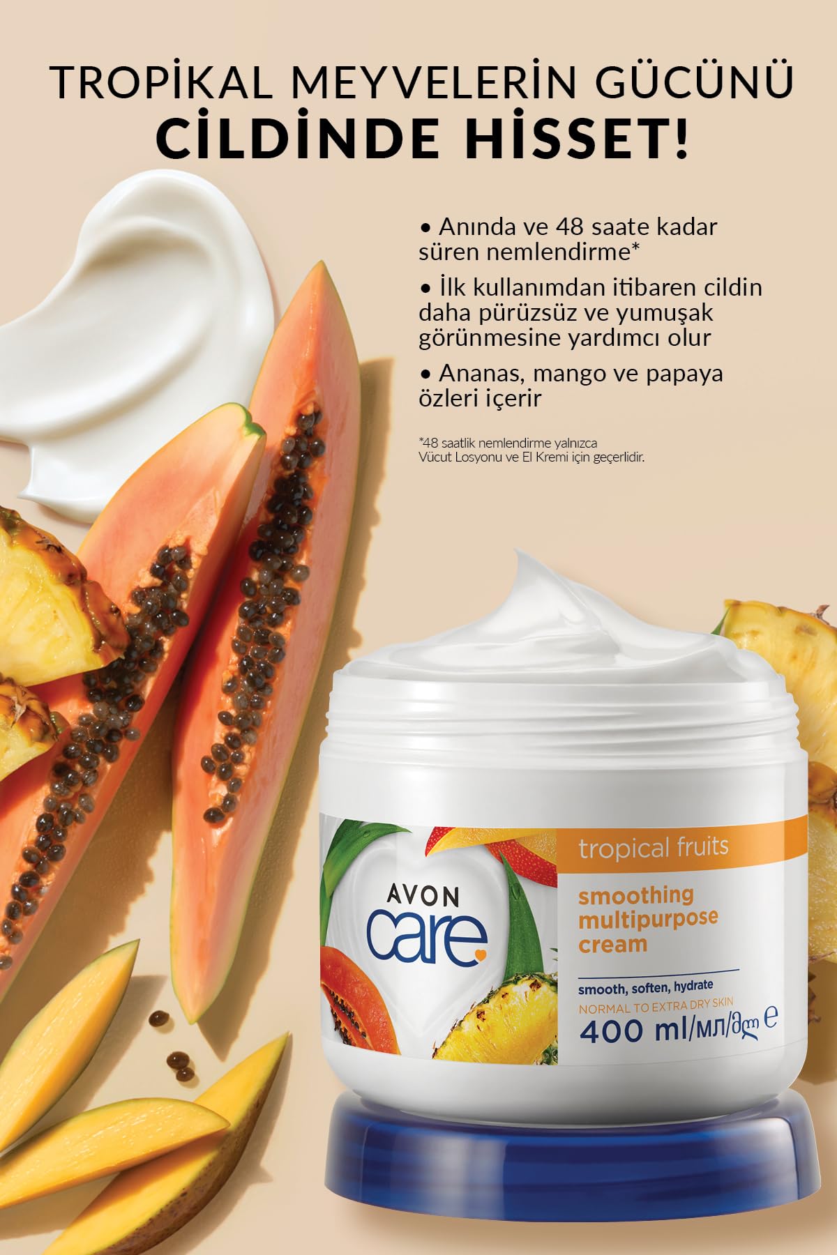 Avon Care Tropical Fruits Ananas, Mango ve Papaya Özlü Krem Paketi