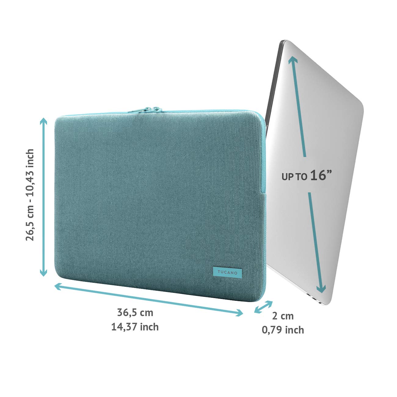 Etui na laptopa Tucano VELLUTO Maksymalny rozmiar: 40,6 cm (16) Turkusowy