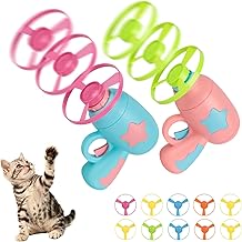 Interactive Cat Toy, Flying Disc Launcher Toy with 2 Shooters & 10 Colourful Propellers, Versatile Cat Toys for Indoor and Outdoor Chasing, Hunting and Exercise Training for Kittens