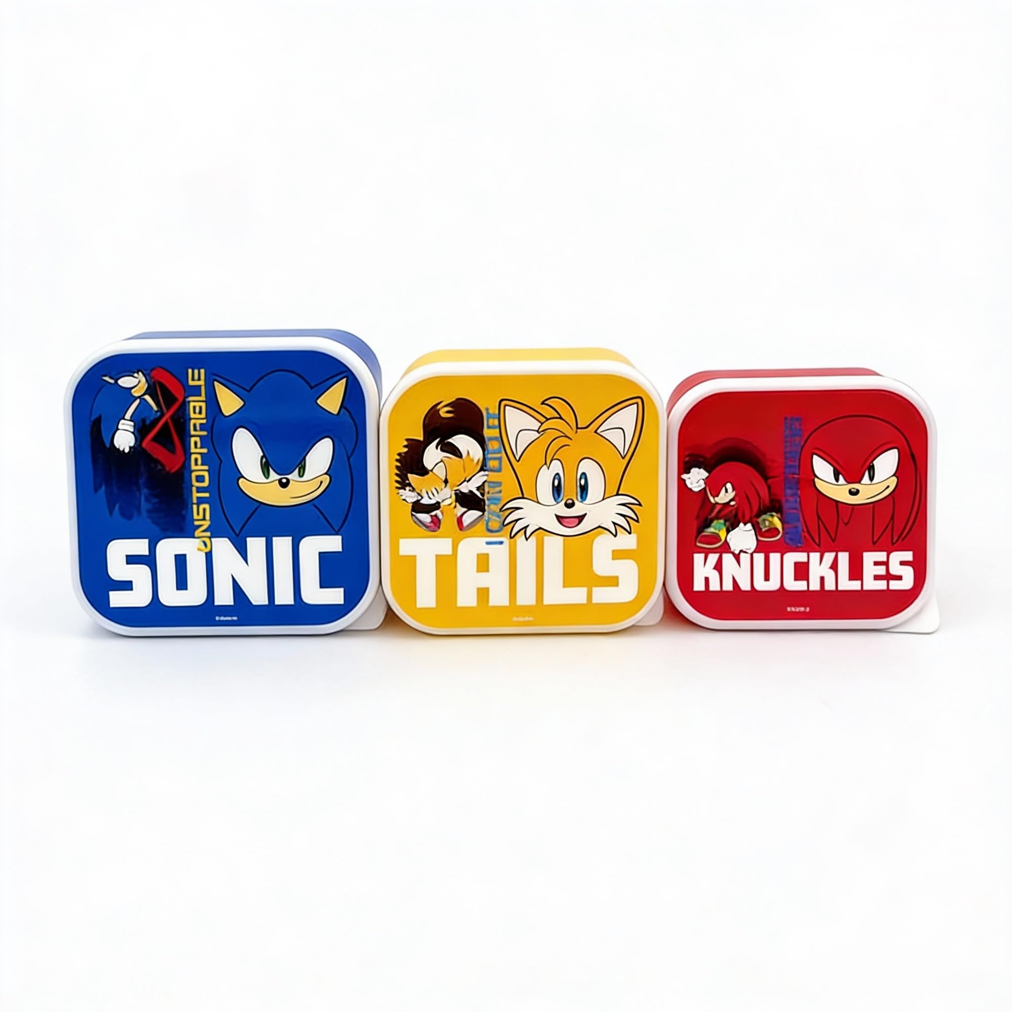 Sonic The Hedgehog Nesting Lunch Boxes Set of 3 – Kids Snack & Food Storage Containers with Push Fit Lids – Sonic, Tails & Knuckles BPA-Free Lunch Box Set for School, Travel & Picnics
