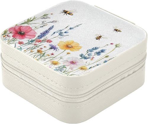 Miniatura 3 de QwThum Joyero de viaje organizador para mujeres, niñas y hombres, pequeña caja de almacenamiento portátil para joyas, aretes, anillos, collares,