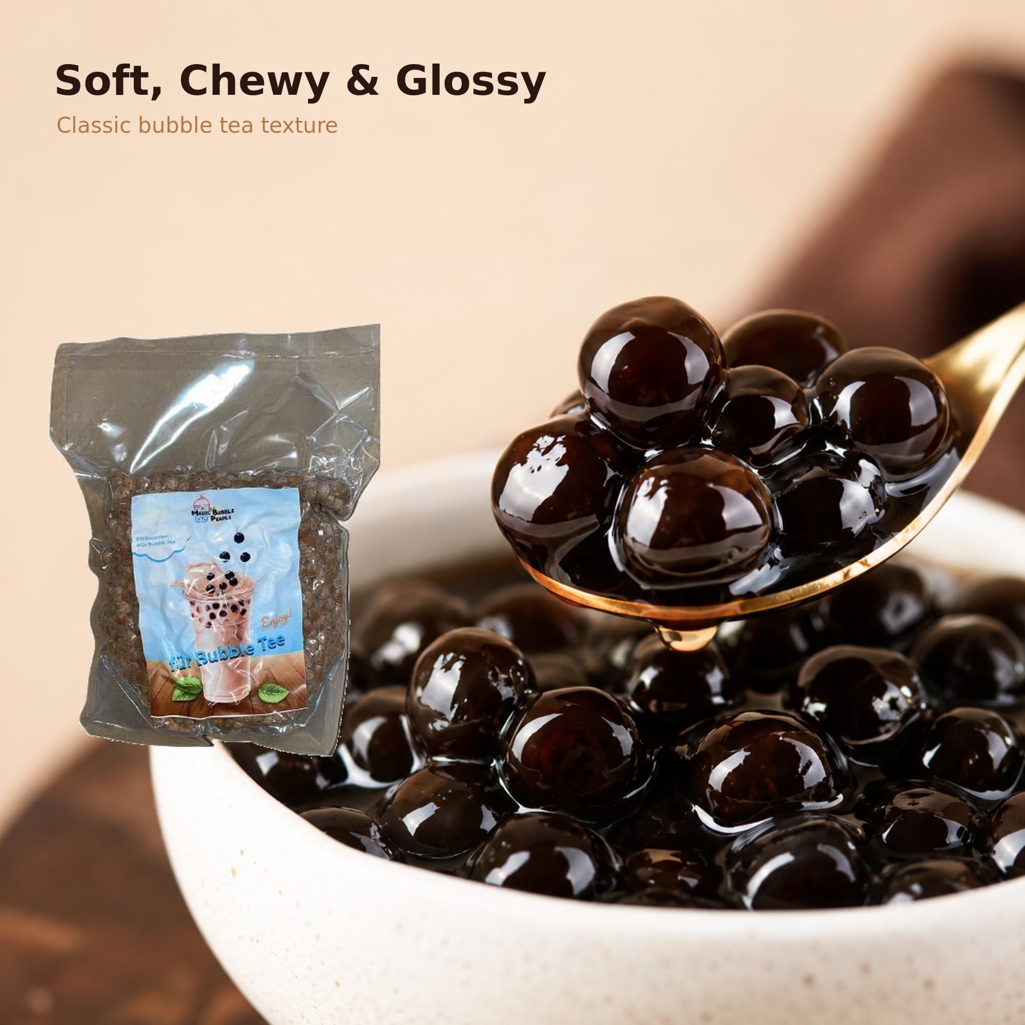 Kajal Echte Tapioka-Perlen für Bubble Tea – 1 kg | Tapioka Boba-Kugeln für Boba-Milchtee