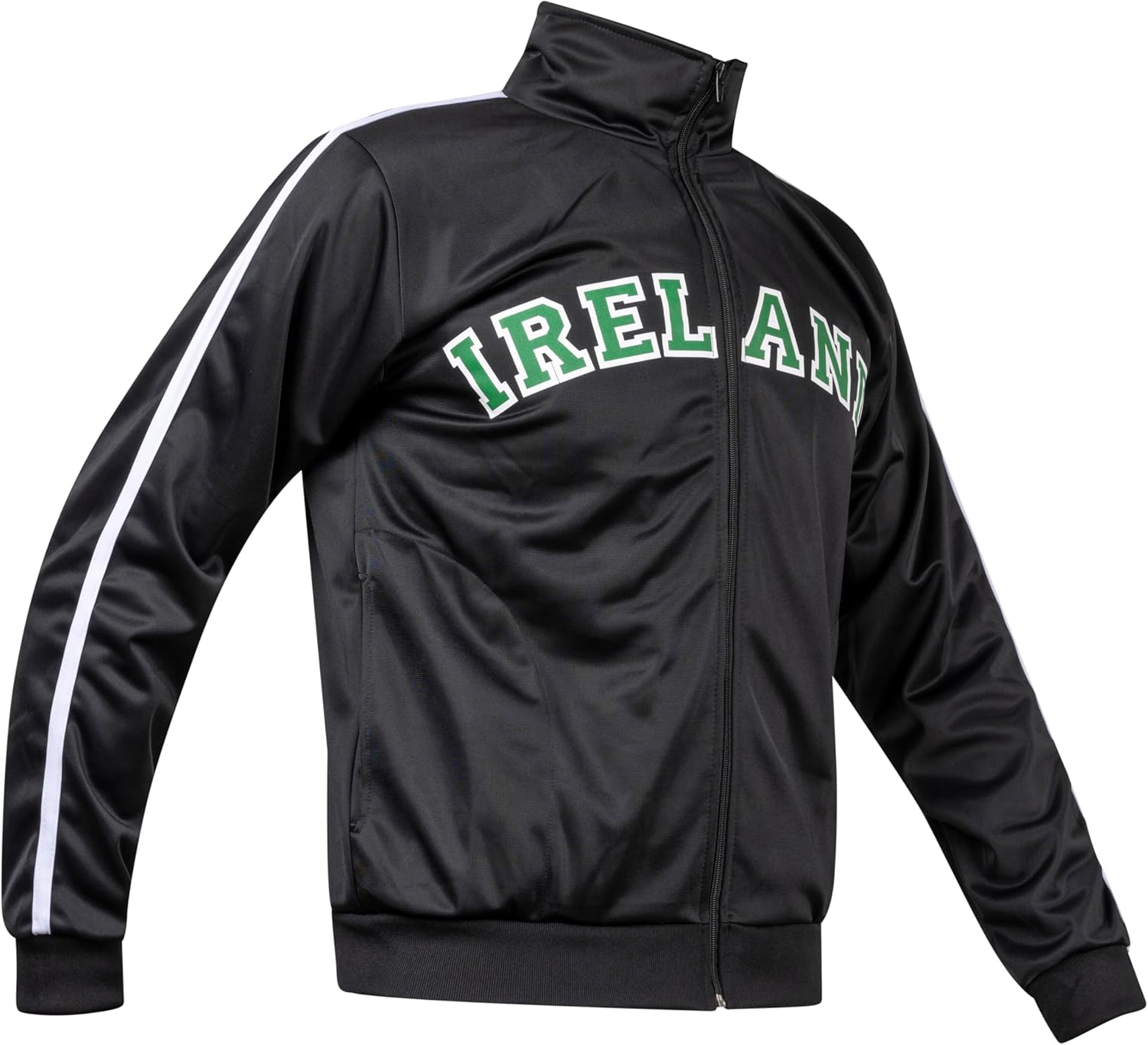 JL Kippha's Éire Ireland Pride Black Football Sport Fan Jacket Jumper Top zipped Retro