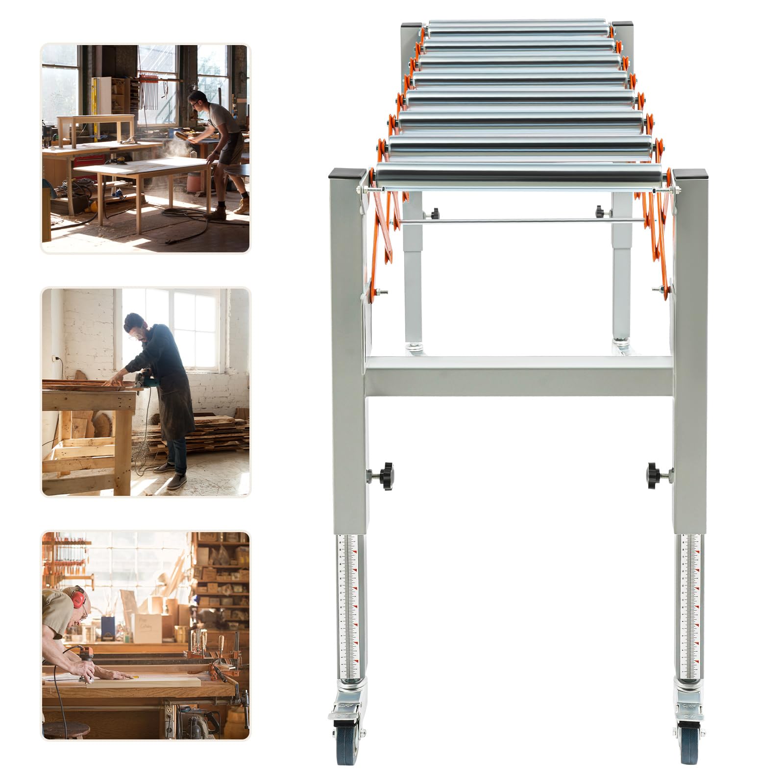 Cinta transportadora de mesa, estructura de mesa extensible con 4 ruedas universales, cinta transportadora ajustable para mesa de comedor extensible, mesa de comedor, mesa extensible, 130 x 44