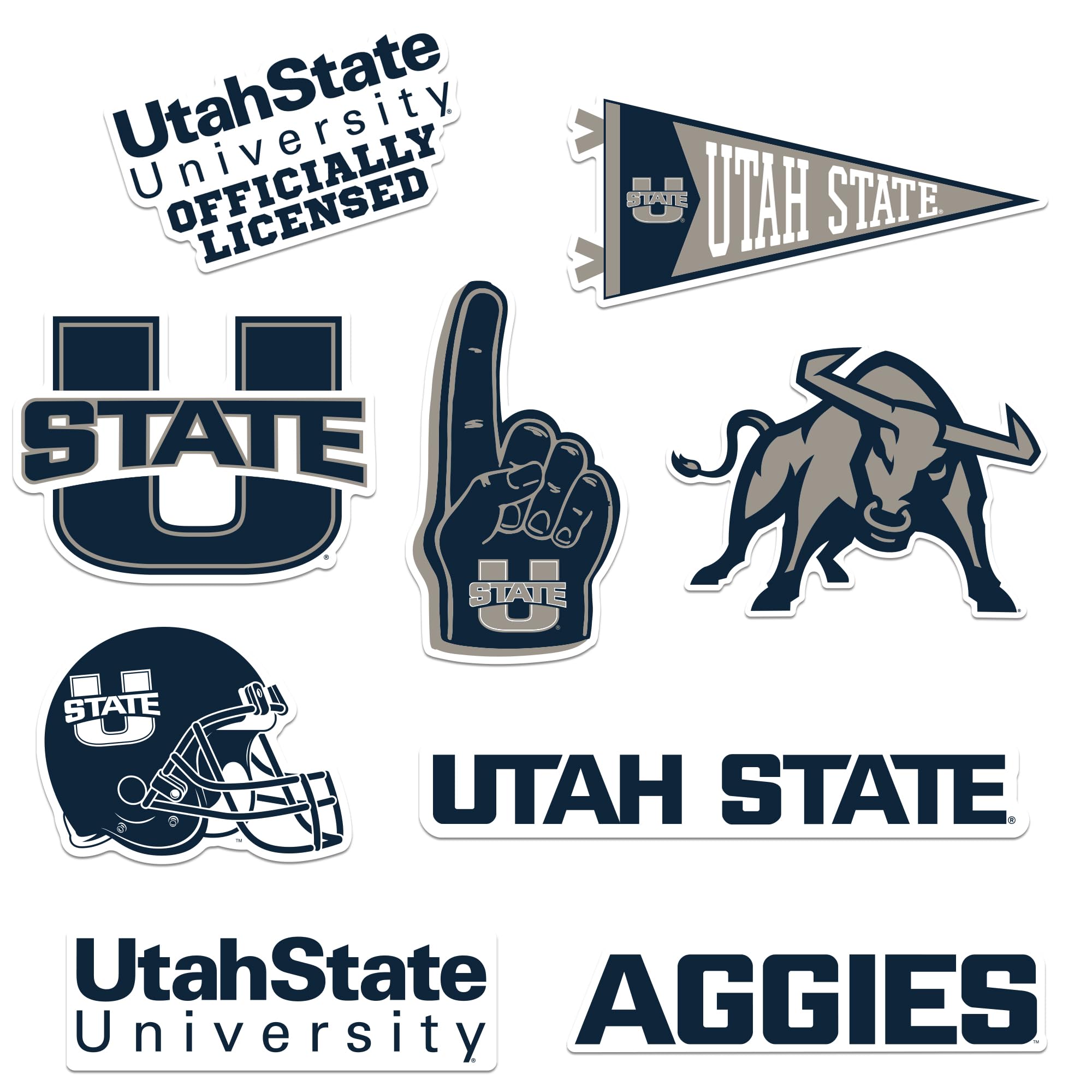 Utah State University 8ct Vinyl L Deluxe Stickers, Indoor/Outdoor, Set of 8
