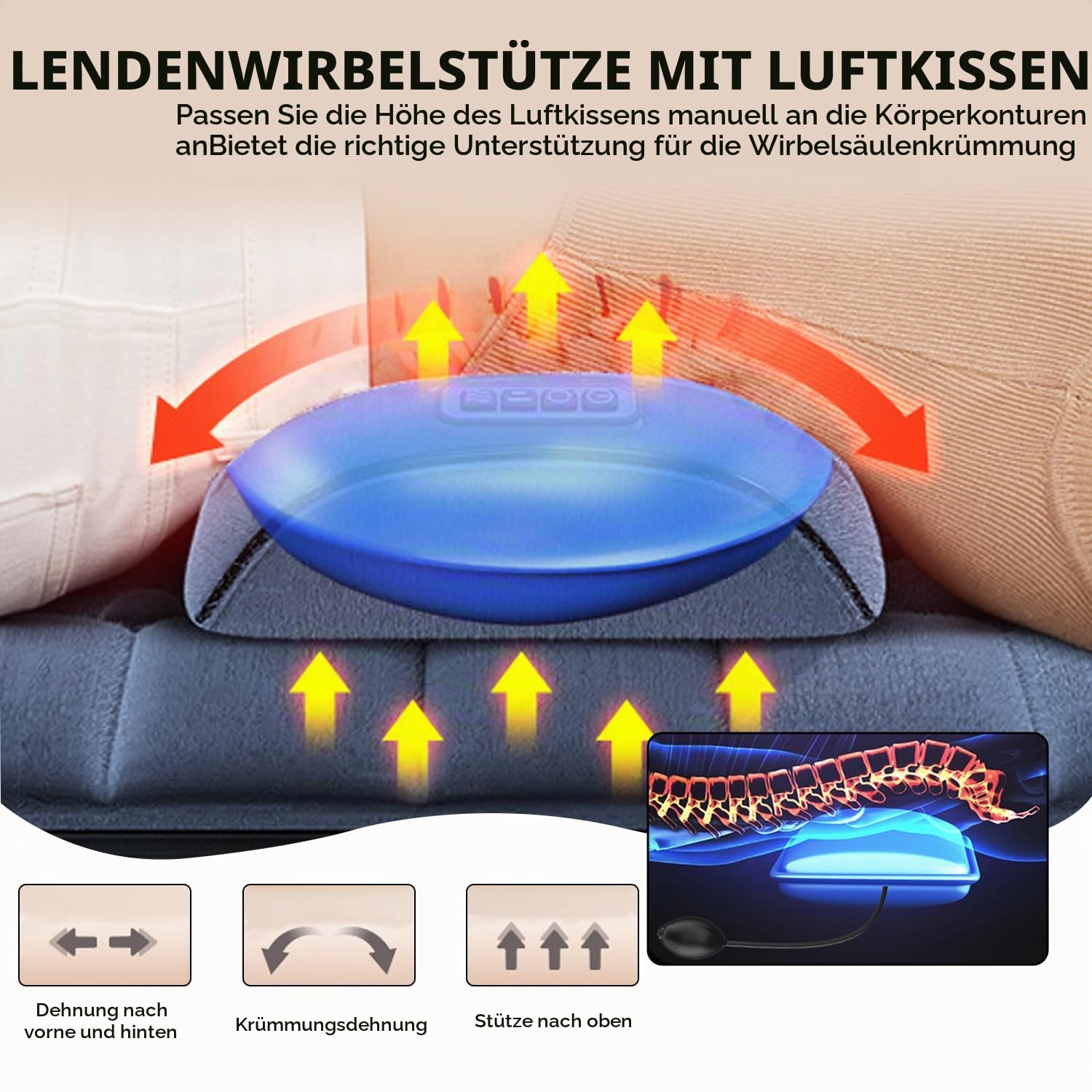 Massagematte, Ganzkörper, mit Wärme, 10 Motoren, für Entspannung | Vibrationstherapie; abnehmbare Fußmassage; für Rücken und Nacken.