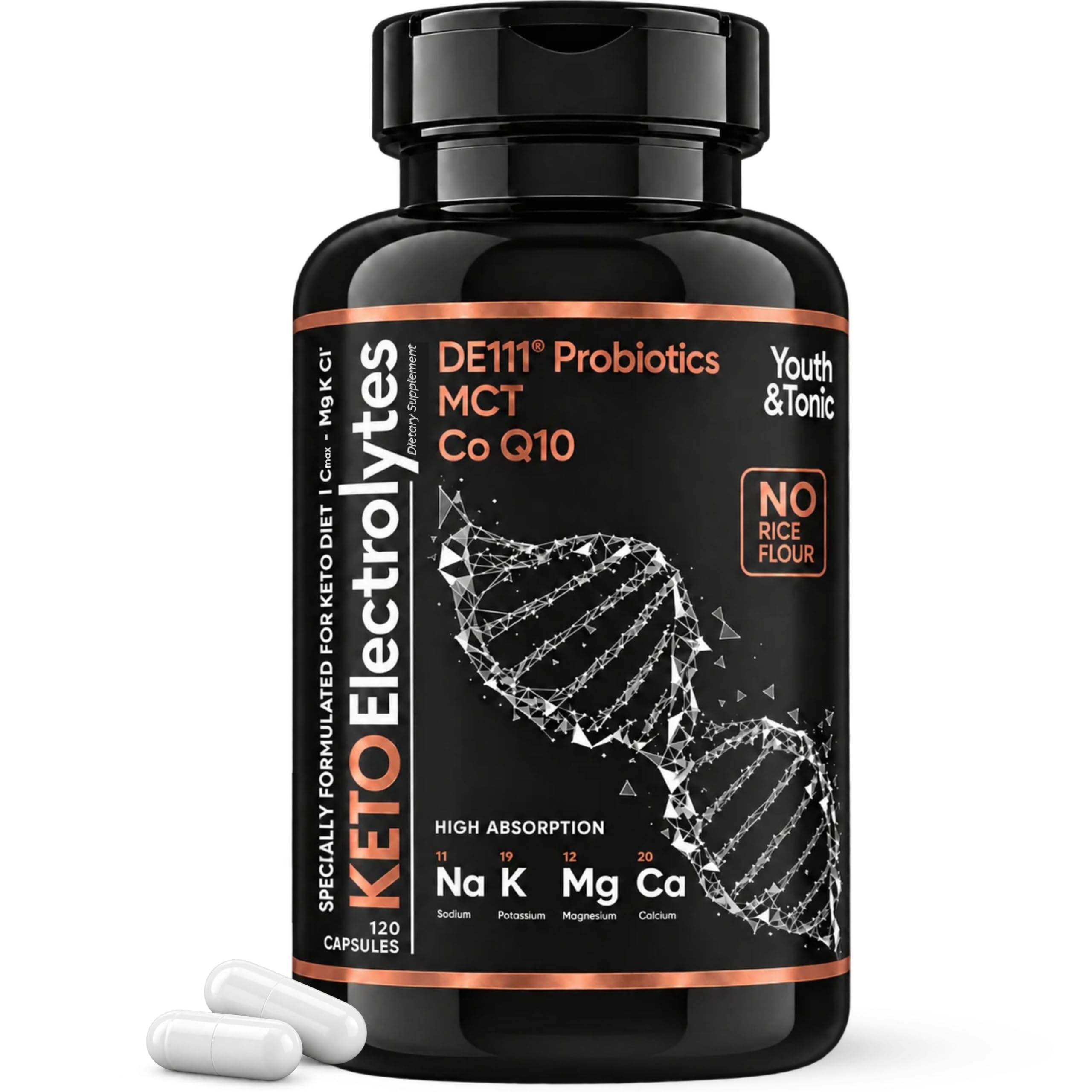 Youth & Tonic MCT Keto Electrolyte Pills, Fasting Electrolytes & Salts