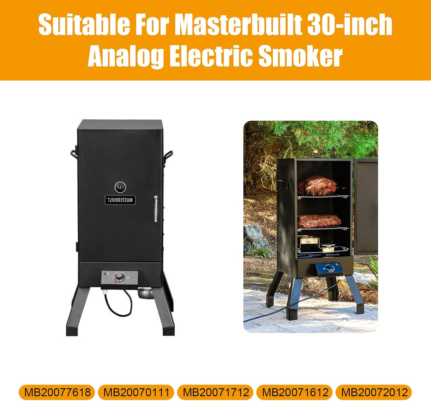 Smoker Heating Element 1800W for Masterbuilt MB20077618 Analog Electric Smoker, Replacement for MB 20077618 Element Parts, Grill Heating Element