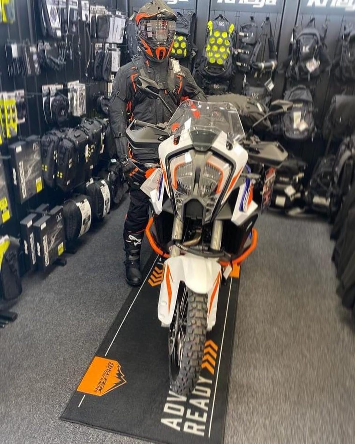 BIKETEK Tapis environnemental Garage Mat Adventure Ready Orange Noir Moto Neuf