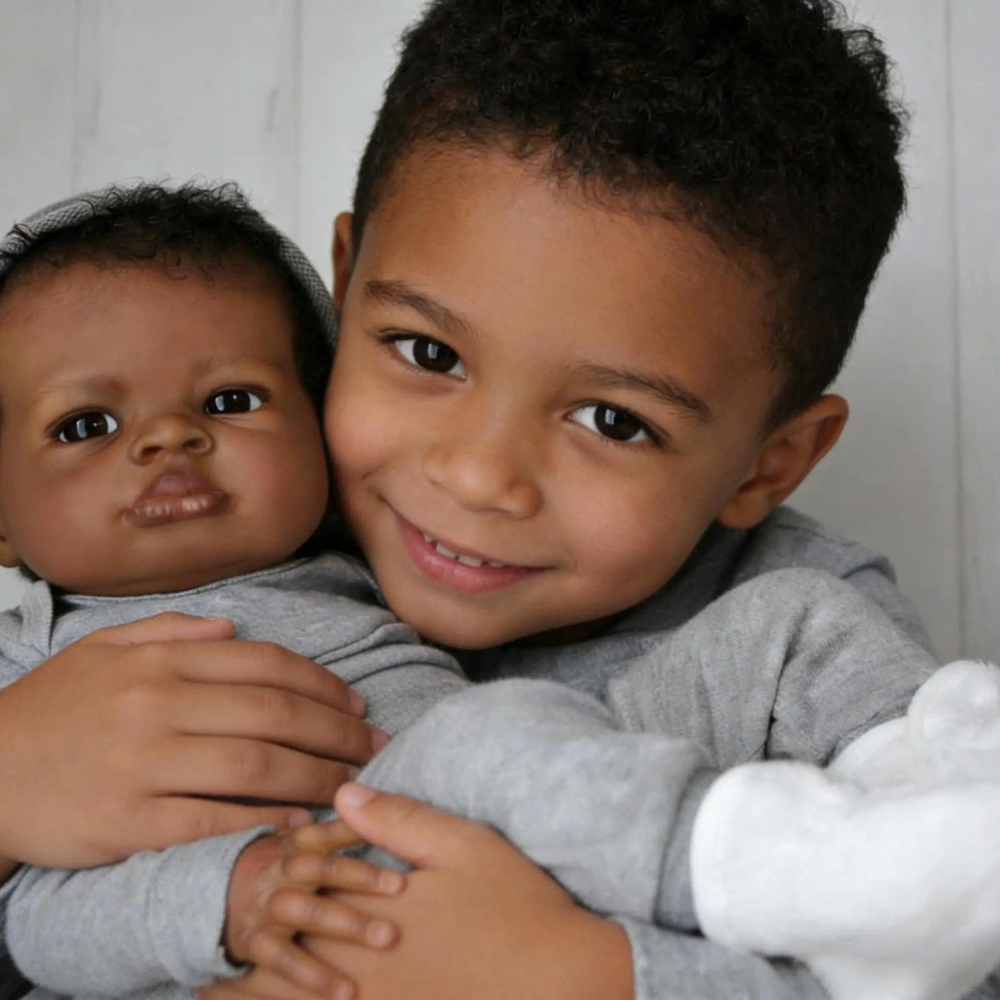 Zero pam Reborn Baby Puppe Schwarze, 50CM Reborn Baby Lebensecht Jungen, Realistische Babypuppen Weichen Körper Anatomisch Korrekt, Reborns Babypuppen Wie Echt Babies Für Kinder 3+