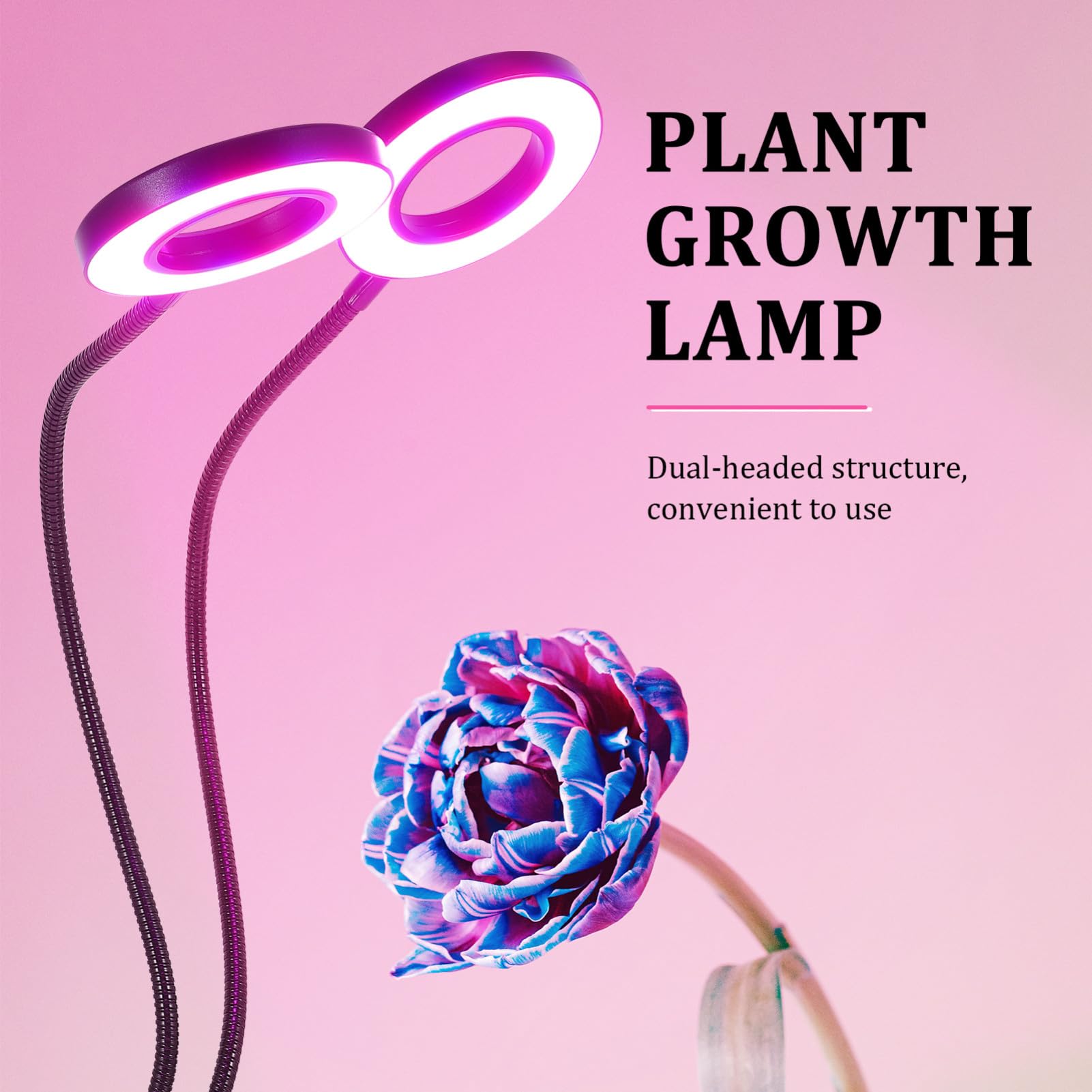 NOLITOY LED Pflanzenlampe Doppelköpfig mit Verstellbarer Klemme für Zimmerpflanzen Wachstum Vollspektrum Innenbereich Gewächshaus LED Wachstumslicht USB Betrieben