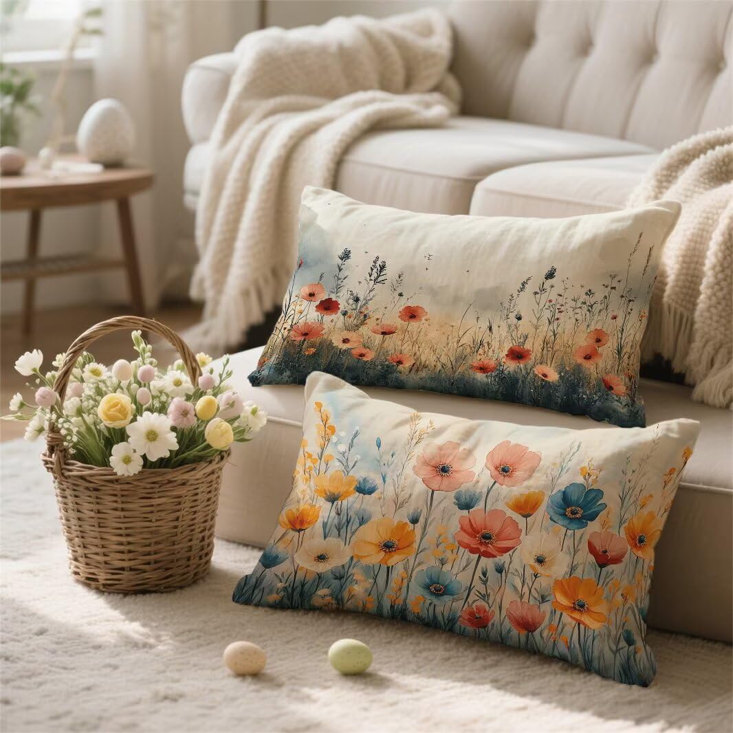 Floral Cushion Covers 30 x 50 Outdoor Cushions Waterproof Pink Cushion Cover Garden Cushions Throw Pillow Covers With Invisible Zipper Velvet Decorative Pillows for Bed Sofa Home Decor, I-494