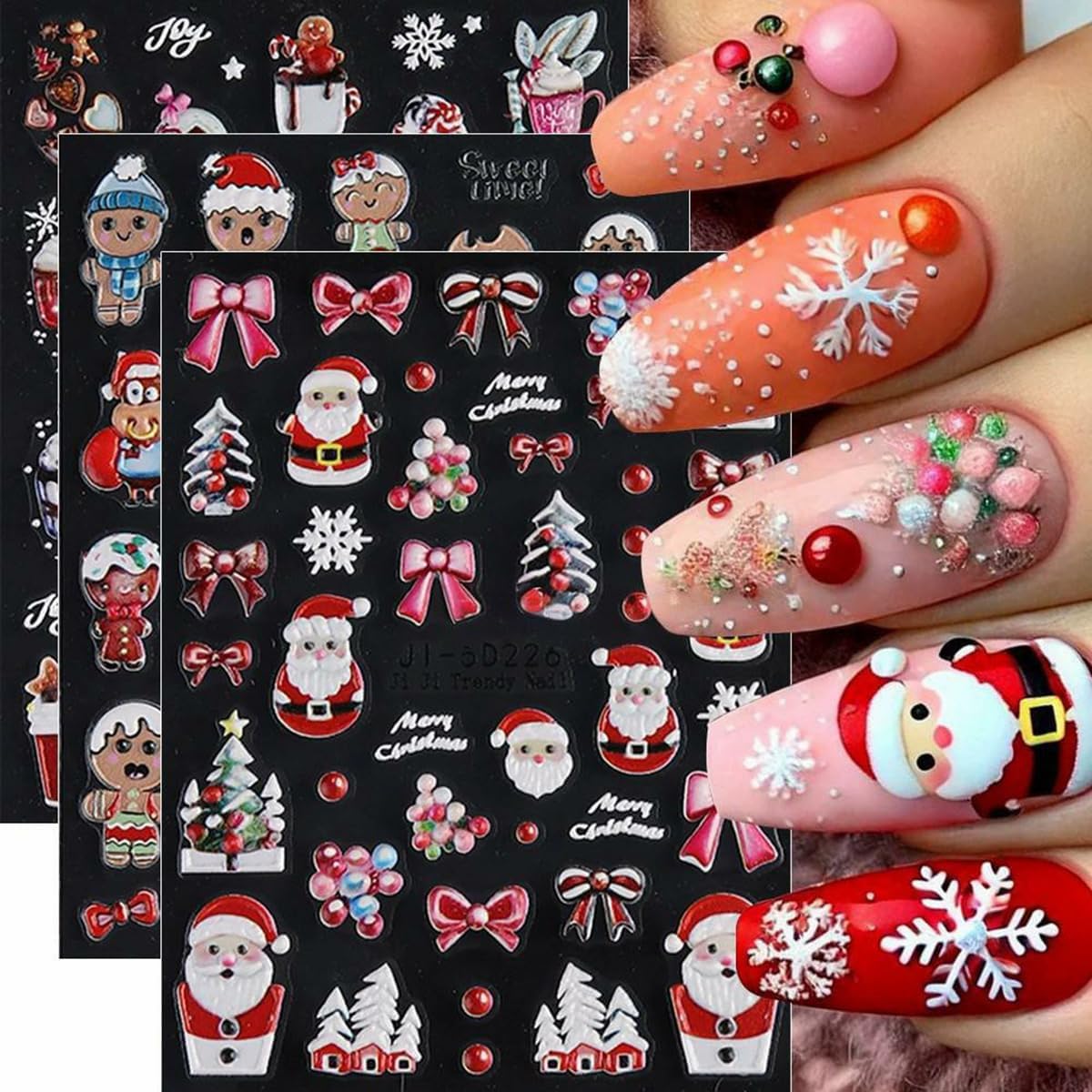 Christmas Nail Art Stickers Decals 5D Embossed Christmas — free download