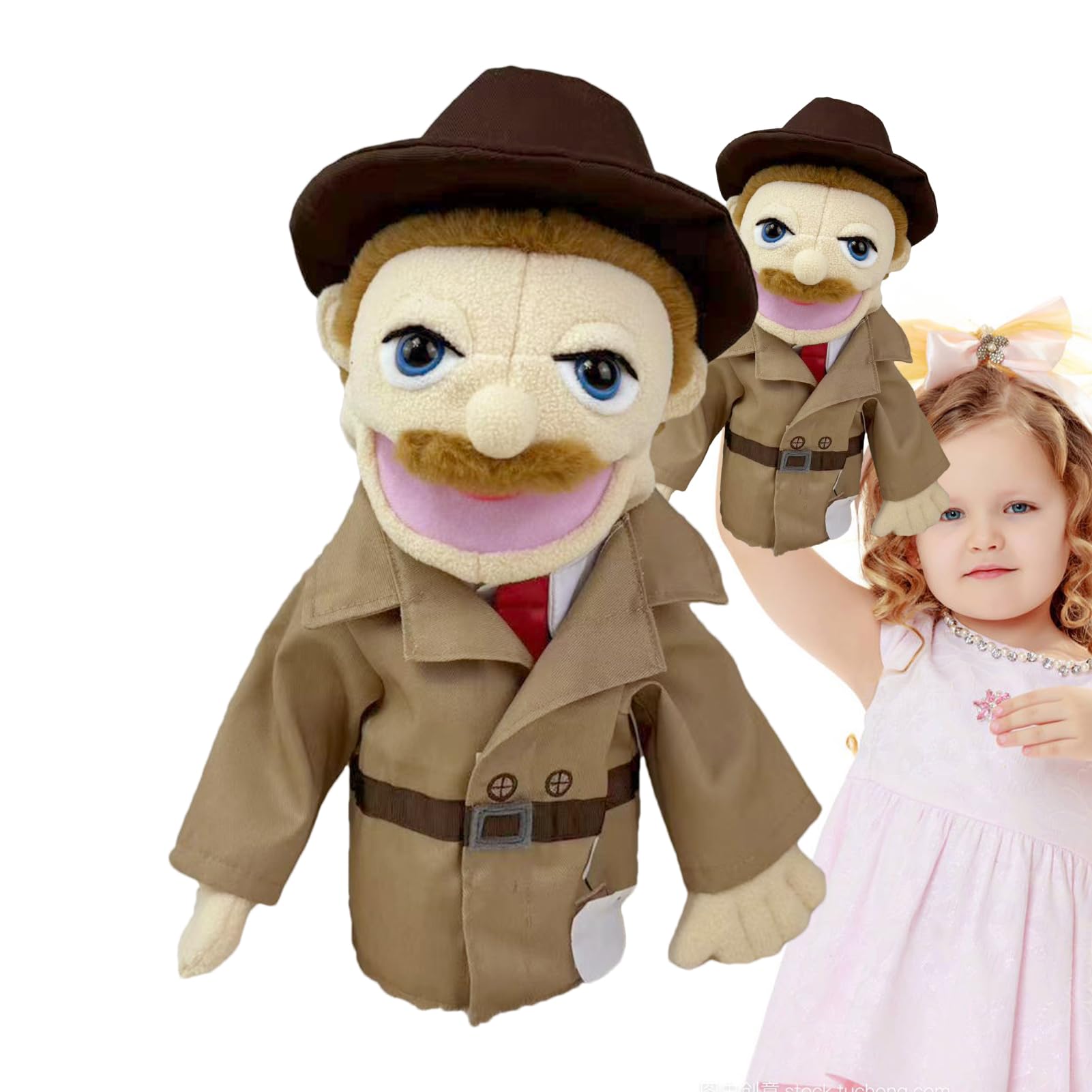 HUNYA Career Hand Puppet, Marionnette à Main en Peluche pour Jeu de Rôle, Marionnette de Pompier, avec Bouche Mobile, Cuisinier Pompier Fermier Ouvrier Détective Médecin Peluche pour Enfant Adulte