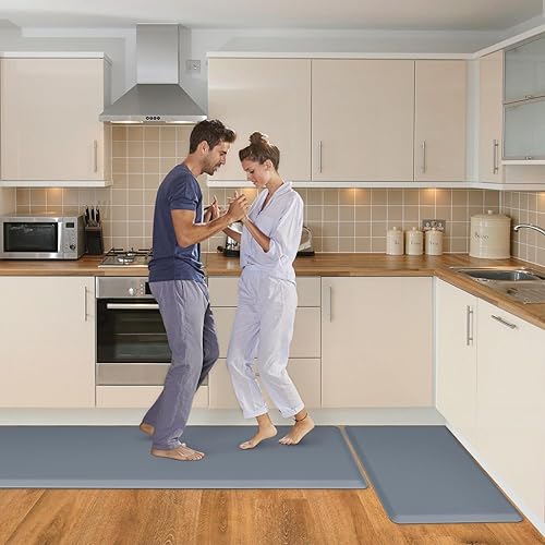 Miniatura 171 de HappyTrends Tapete de cocina [2 piezas] acolchado, cómodo, antifatiga, impermeable, antideslizante, tapete de espuma ergonómica gruesa y perfecta
