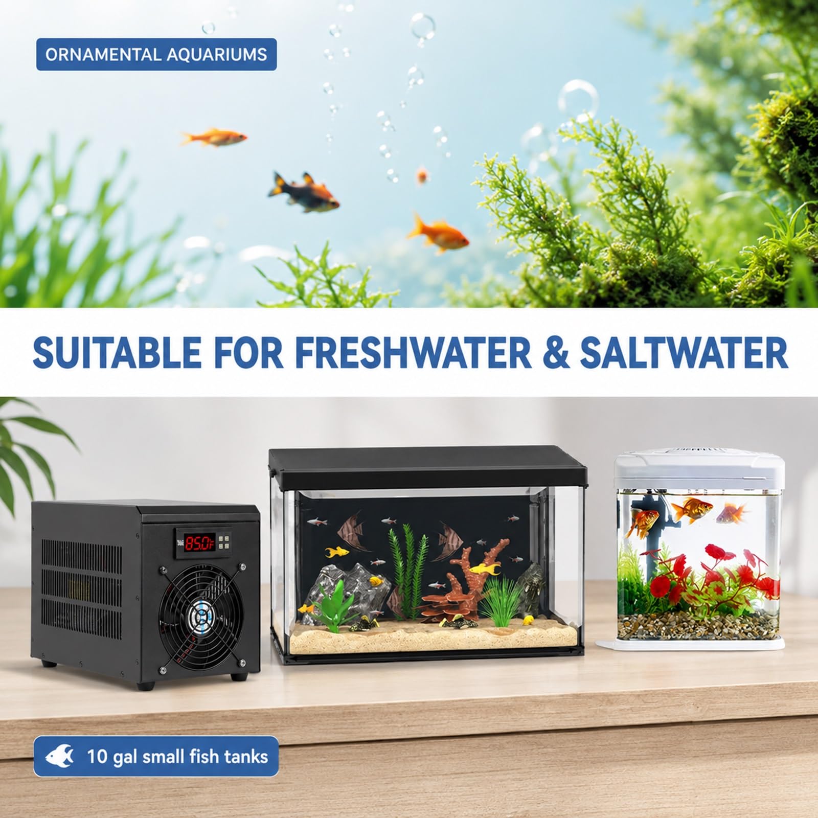 Enfriador De Agua Para Acuarios De 60L, Sisteme De Refrigeración Ultrasilencioso, Unidad De Enfriamiento Electrónica Para Ajolotes, Arrecifes De Coral, Camarones, Cría De Peces E Hidroponía