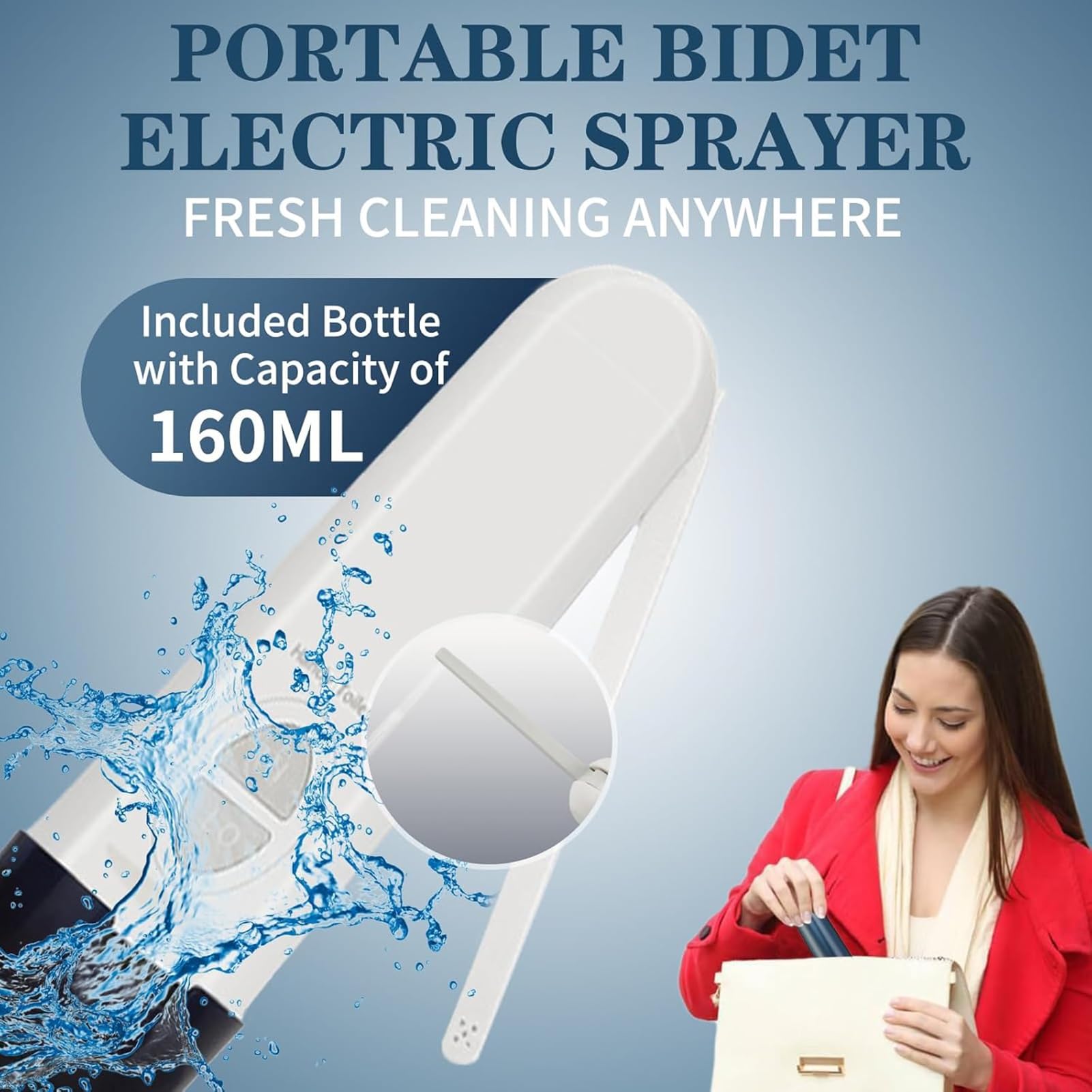 Bidet Portatile da Viaggio, Bidet da Viaggio Ricaricabile, spruzzatore for Bidet Elettrico Portatile ad Alta Pressione, Pulizia dell'igiene Personale, Cura lenitiva Postpartum, perineale