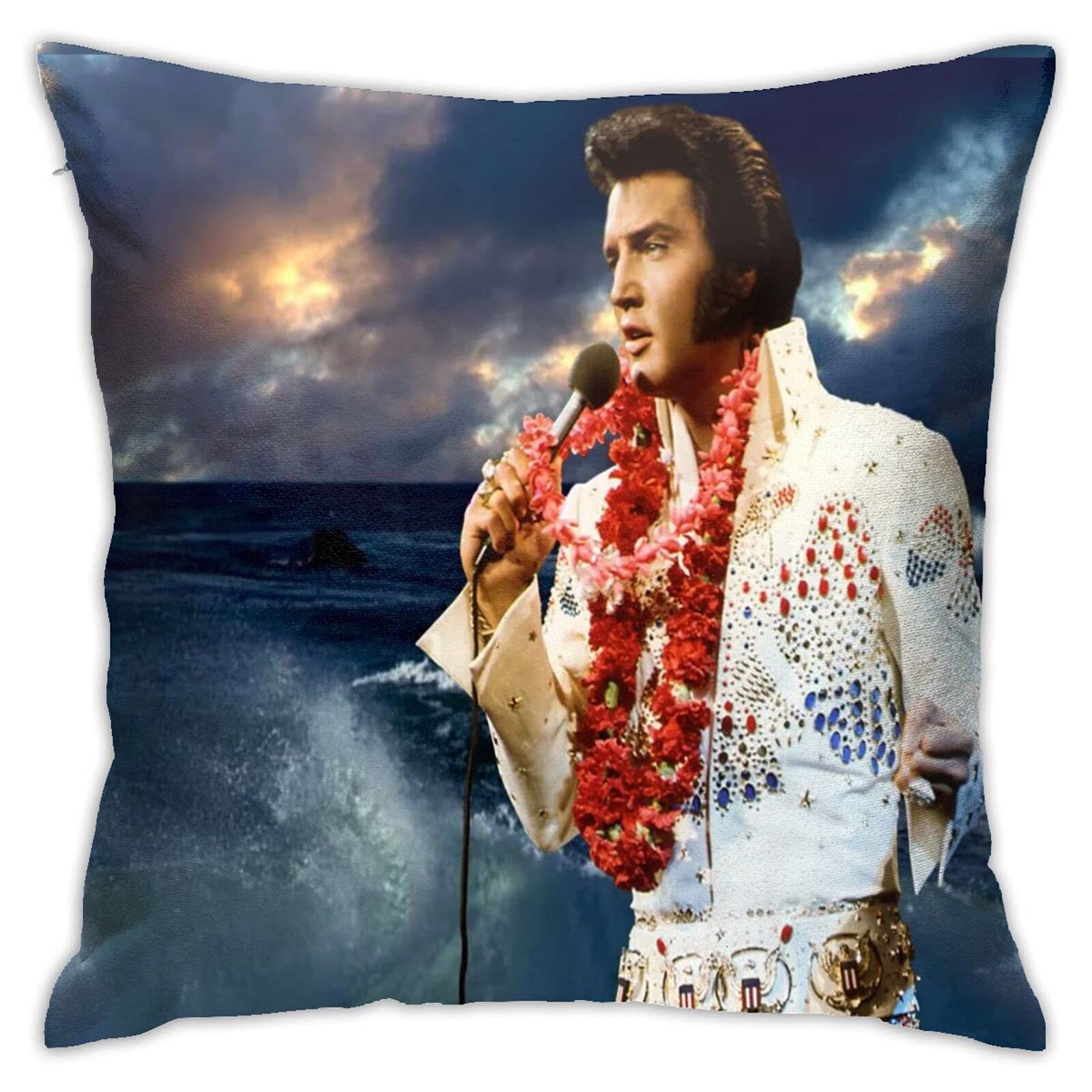 Long Hui Patterned Pillow Cover, Decorative Pillow Cover, Elvis Pillow, 18x18 Inch, White, Thread Pattern, Multi-purpose, Sofa/Chair Accent, Bedroom Decor, Car Cushion