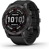 Garmin Fenix 7X Sapphire Solar, Smartwatch de aventura de tamaño grande, con carga solar, reloj resistente para exteriores con GPS, pantalla táctil, funciones de bienestar, titanio DLC negro con correa negra 8