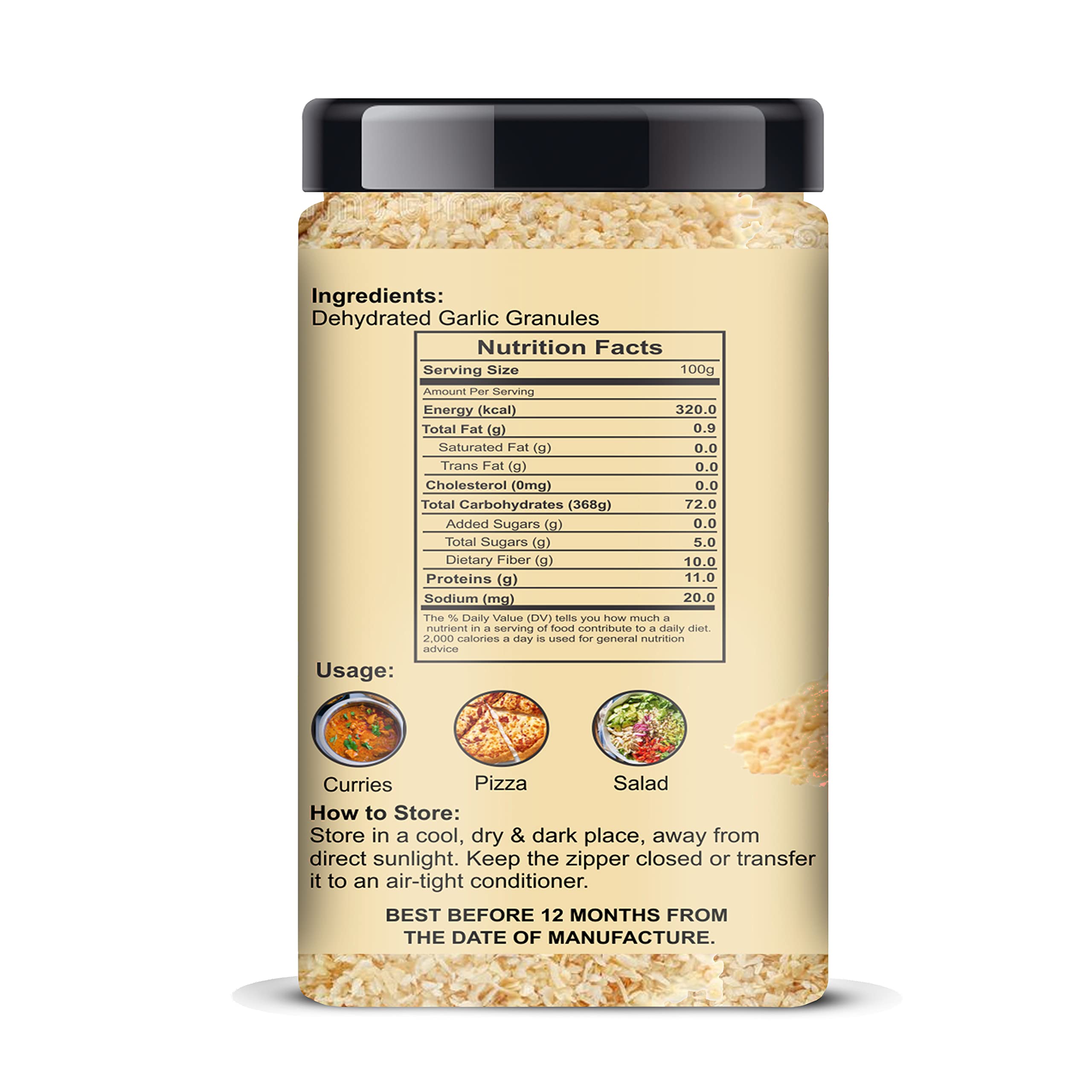 ManHar Organics Dried Garlic Granules 425g Jar – All-Natural Flavor Enhancer for Cooking, Sauces, Seasoning, and Marinades | Garlic Bread Seasoning - Image 2 thumbnail