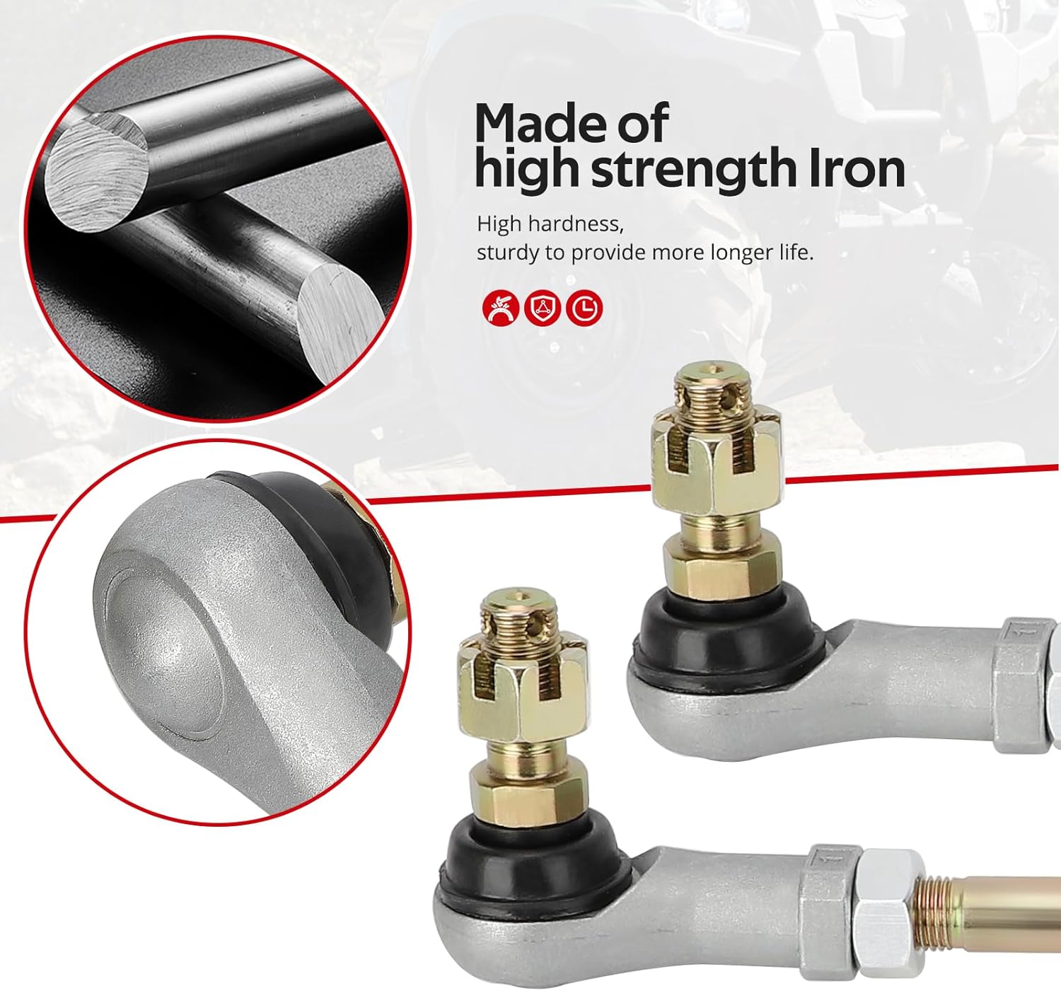 Tie Rod End 2 Sets Kit for Yamaha Big Bear 400 Grizzly 350 400 450 Kodiak 400 450 Wolverine 350 450 Bruin 350