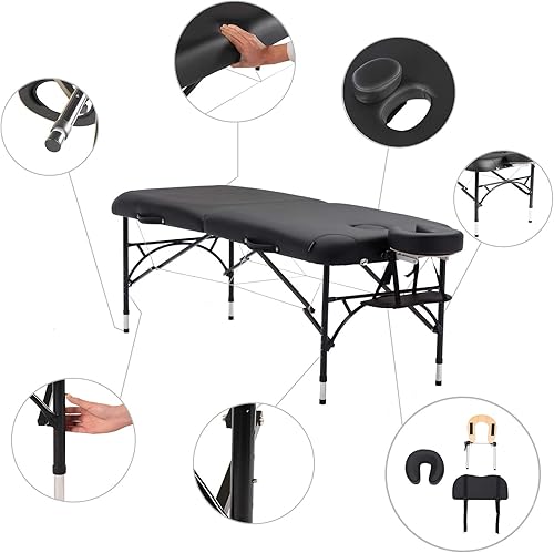 Miniatura 2 de Artechworks Mesa de masaje portátil ligera de 30 pulgadas de ancho, cama de tatuaje con patas de aluminio, (cojín de espuma de 2.56 pulgadas de