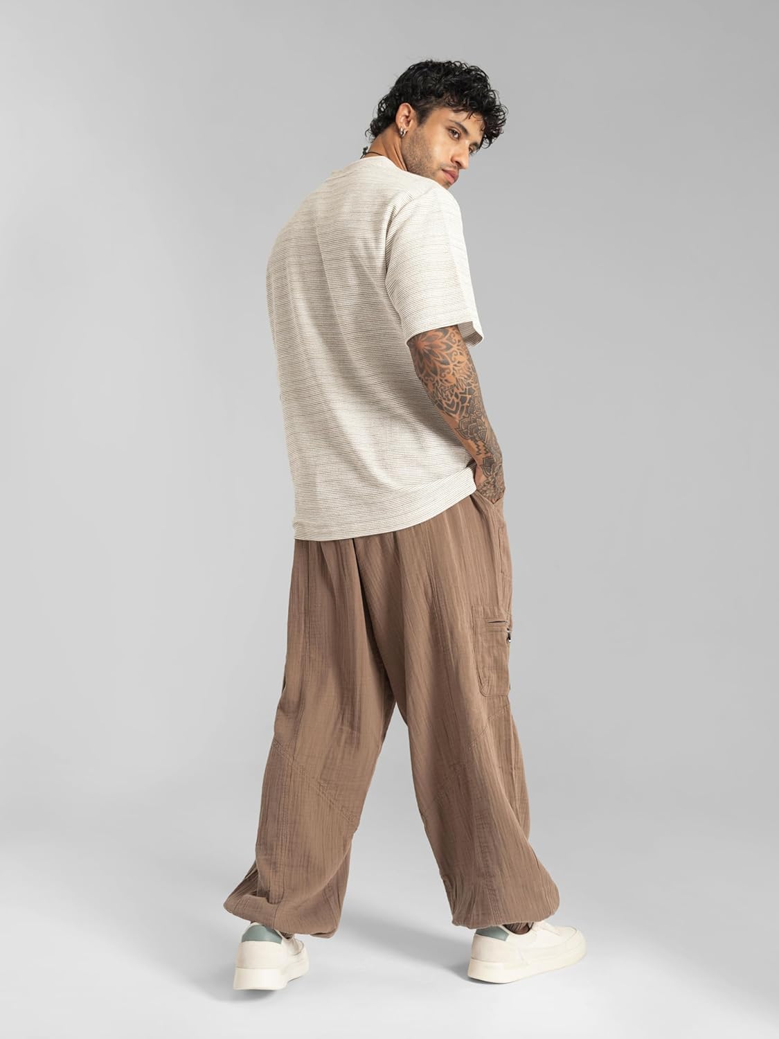 Men’s Cotton Pants – Lightweight Boho Harem Drawstring Trousers – Soft Travel Yoga Pants