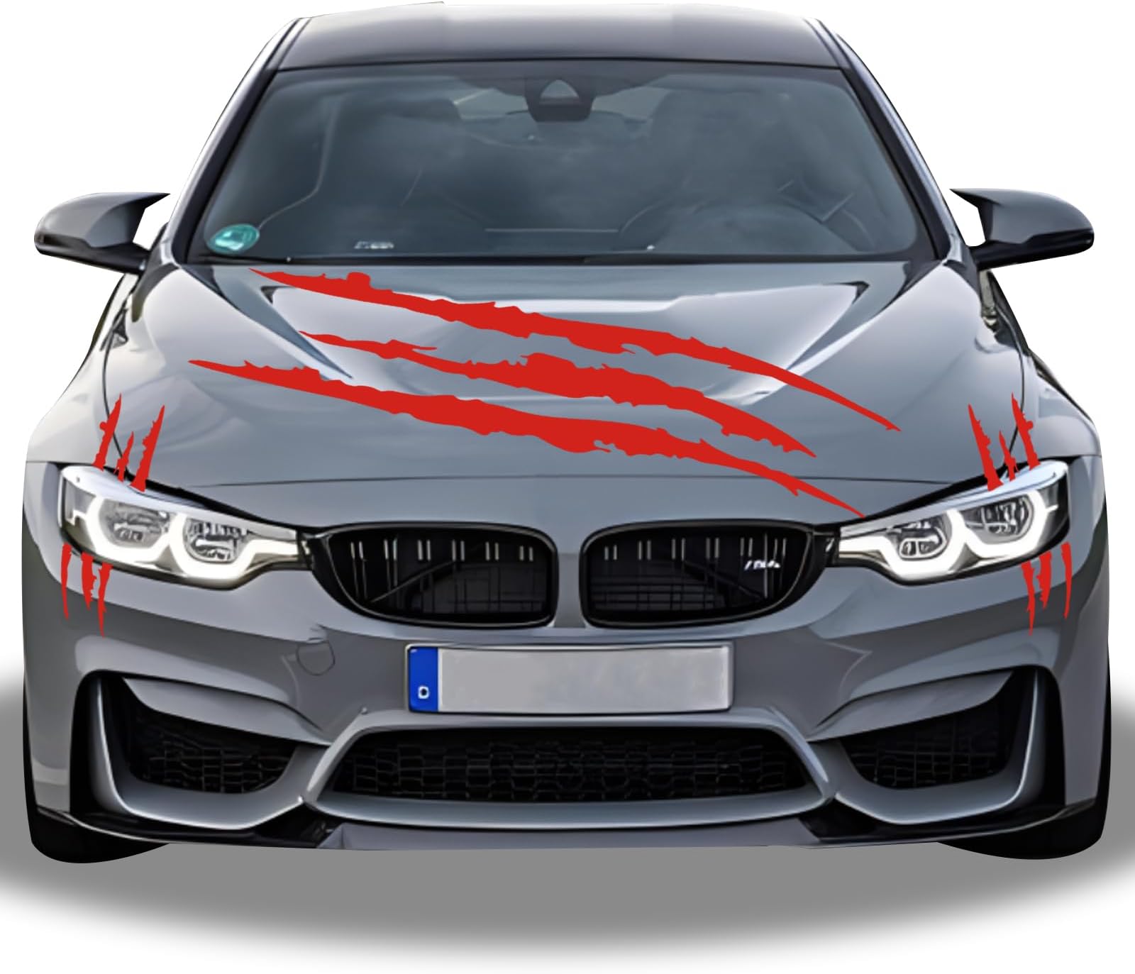 1 Full Set Monster Claw Sticker for Car Hood Decal 1 Set, Car Decals Claw Mark Stickers to Cover Hood Headlights Scratches, Modified Cars/Vans/SUVs/Trucks, Motorbike, Truck Decal Decoration(Red)