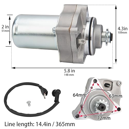 Miniatura 5 de Motor de arranque para 125cc 110cc 50cc 70cc 90cc 100cc TaoTao ATV 3 Bolt Motor de arranque chino de 4 tiempos Quad Wheelers ATV arranque con línea